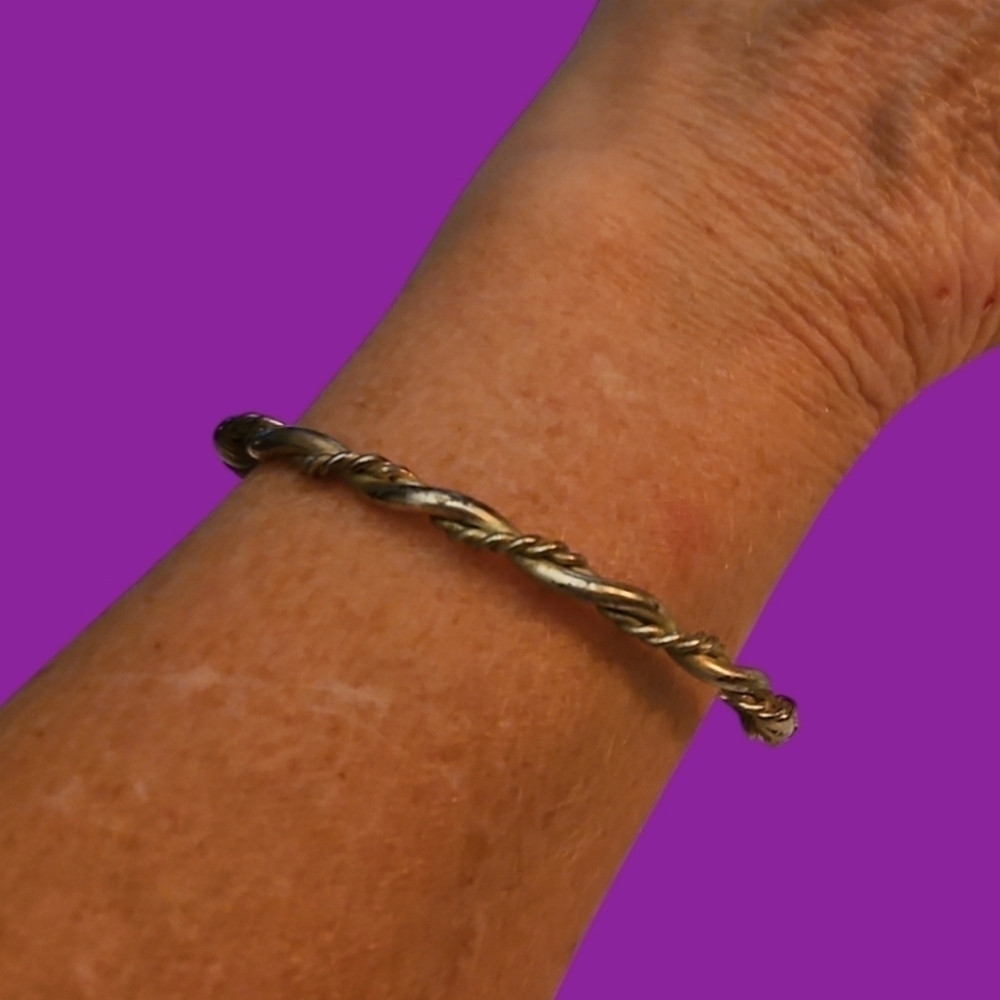 3/$30 VTG Silvertone Twisted Rope Bangle Bracelet